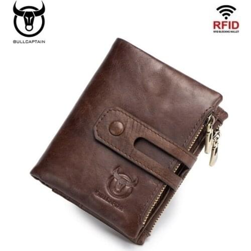 Men Short Leisure Wallet RFID Anti-Theft Purse Album Drivers License Card Holders Cowhide Leather Wallet Hasp Vintage Money Bag