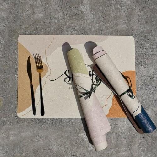 Leather Placemat for Dining Table Tableware Pad Oil Water Resistant Heat Insulation Non-Slip Tablemat Dining Kitchen Accessories