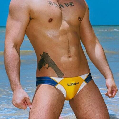 2020 Contrast Color Sexy Push Up Pad Swimsuit Men Swimwear Gay Mens Swim Briefs Swimming Trunk Sunga Bikini Beach Bathing Suit