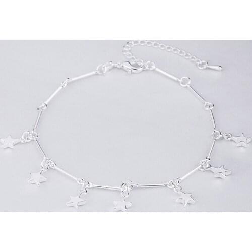 Boho Style Women Girl Cute Star Anklets Silver Plated Gift for Love Friend Fashion Jewelry Accessories Wholesale