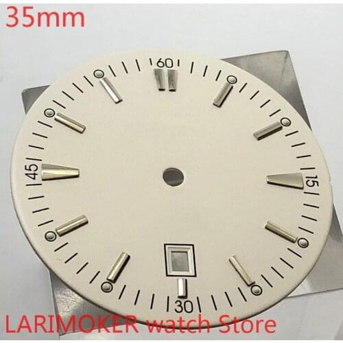 No logo sterile34.8mm square dial date kit ETA 2824/2836 Miyota 8215/8205/821A movement mens watch night plate part white