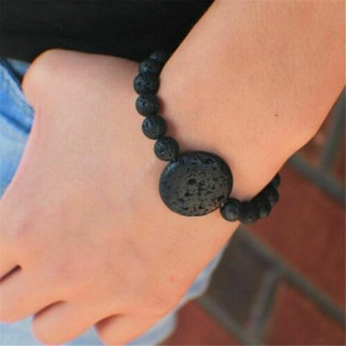 Men Black Lava Bead Bracelet Essential Oil Diffuser Bracelet Aromatherapy Stone