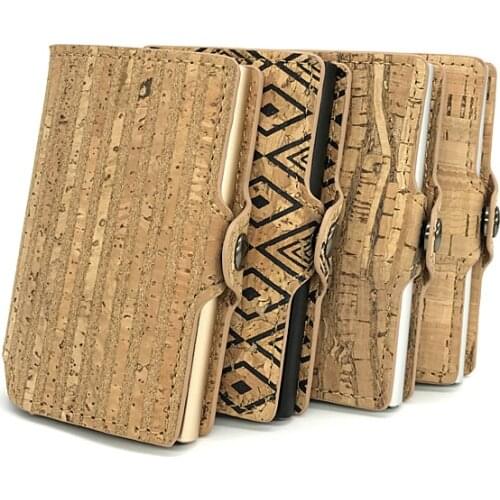 Casekey Vegan Leather Natural Cork Wallet for Men Minimalist Anti Rfid Blocking Security Wallet Card Holder