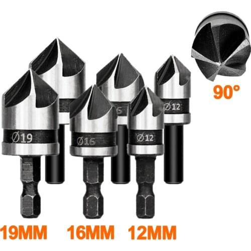3pcs Hex/Round Hss Countersink Boring Drill Bit Set for Wood Metal Quick Change Drill Bit Tool Hexagonal Shank Carbon Steel