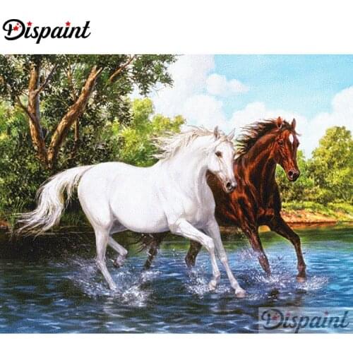 Dispaint Full Square/Round Drill 5D DIY Diamond Painting "Animal horse" Embroidery Cross Stitch 3D Home Decor A10385