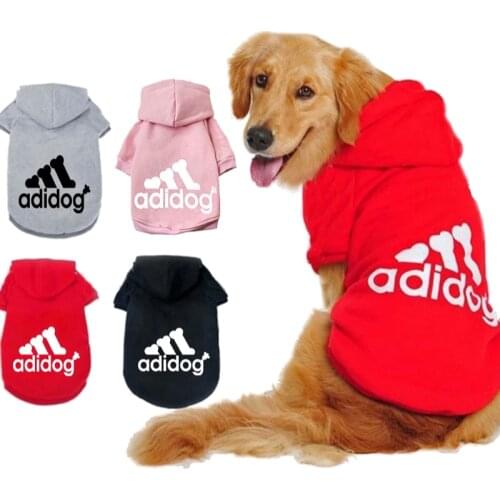 Dog Clothes Pet Casual Hooded Coat Autumn Large Dogs Coat Jacket For Labrador Clothing Costume Solid Color Printing Large Size