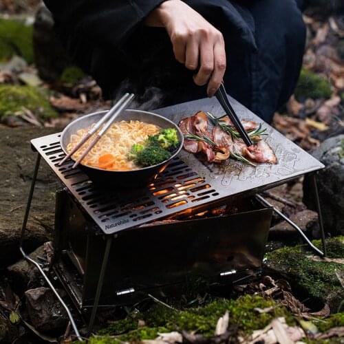 Naturehike Portable Ultralight Folding Titanium Baking Plate Outdoor Camping Picnic Barbecue Grill Firewood BBQ Bakeware Plate
