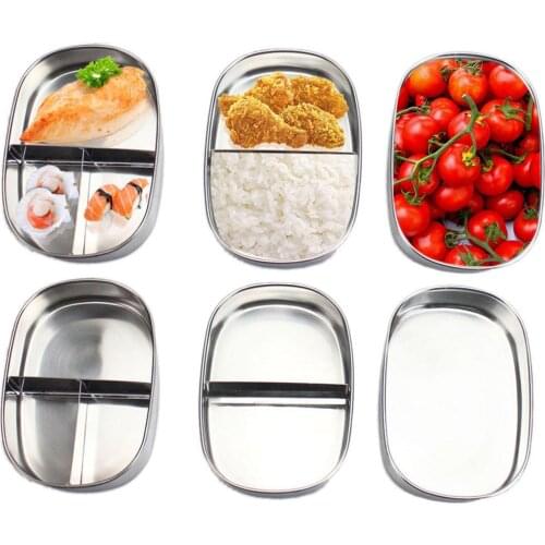 Portable Stainless Steel Lunch Box Leak-Proof Food Container Bento Box 1/2/3Separation