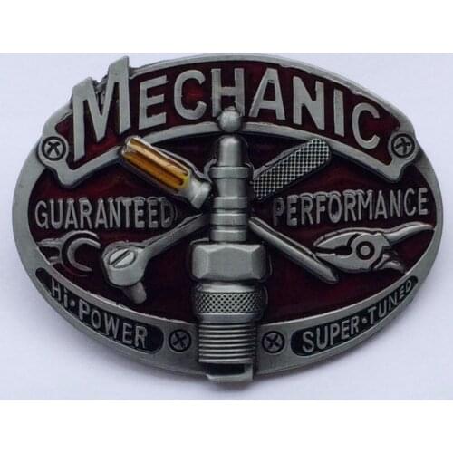 Red Enamel MECHANIC BELT BUCKLE