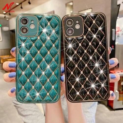 Luxury Bling Diamond Gold Plating Phone Case for iPhone 12 11 11Pro Xs Max iPhone Xr X 7 8 Plus Silicone Cover for iPhone12 Pro