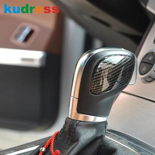 For Volkswagen Scirocco 2009-2015 2016 2017 Carbon Fiber Gear Shift Head Knob Cover Trim Sticker Car Interior Accessories 2pcs