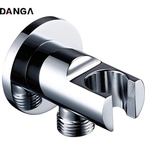 1/2" Handheld Shower Base Shower Hand Fixed Bracket Silver Polished Brass Wall-Mounted Bracket Holder Adjustable for Bathroom