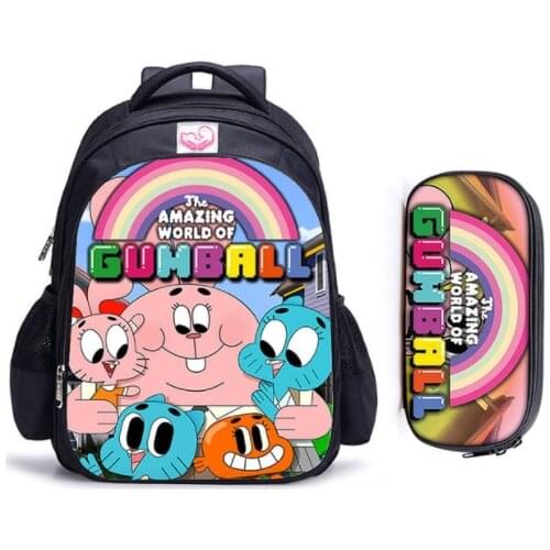 16inch The Amazing World of Gumbal Backpack for Teenager Boys and Girls Teenager Schoolbags Satchel Kids Book Bag Mochila