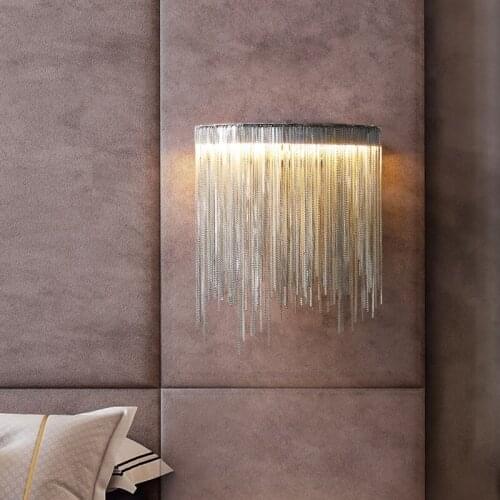 New Modern Wall Lamp Luxury Retro Wall Light Bedroom Bedside Light Creative Living Room Decoration Light led Silver Tassel Lamps