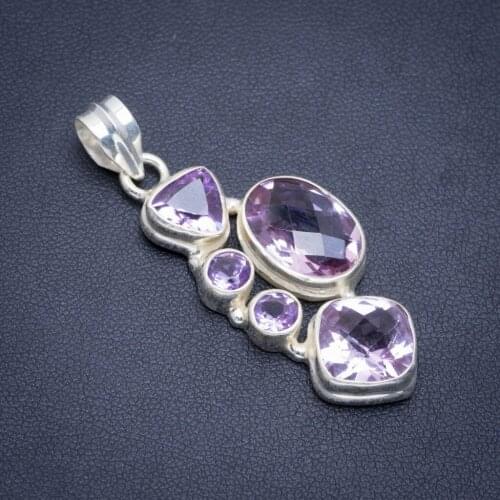 Natural Amethyst Handmade Unique 925 Sterling Silver Pendant 1.75" A1912