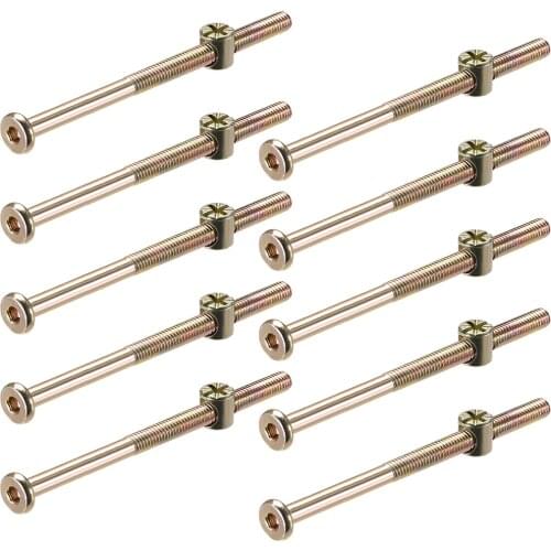 Uxcell 10 Sets M6 x 110mm Furniture Bolts Nut Set Hex Socket Screw with Barrel Nuts Phillips-Slotted Zinc Plated Half Thread