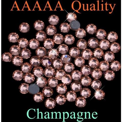 Top Quality! Champagne Hotfix Rhinestones SS6 SS10 SS16 SS20 SS30 Flatback Diamond Hot Fix Strass Crystals With Glue