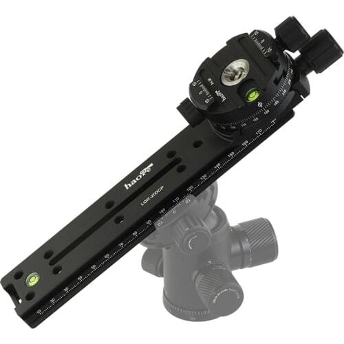Haoge 200mm Nodal Slide Double Dovetail Rail Clamp with Panoramic Head for Close Up Macro Shoot fit Arca Benro Kirk Markins RRS