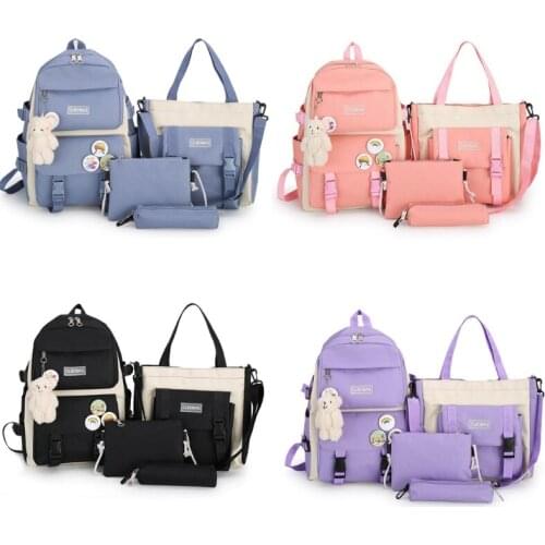 Women Laptop Backpack Canvas School Bags For Teenage Girls Kawaii College Student Kids Book Bag Rucksack D0LF