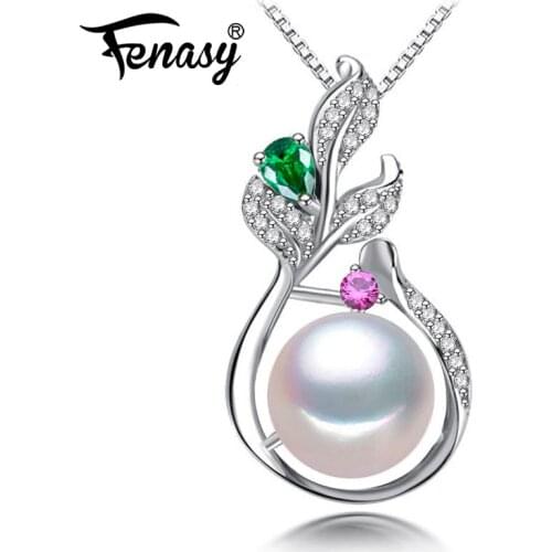 FENASY 925 Sterling Silver Bohemian Pendant With Pearl Jewelry Boho Jewelry Custom Natural Freshwater Pearl Necklace For Women