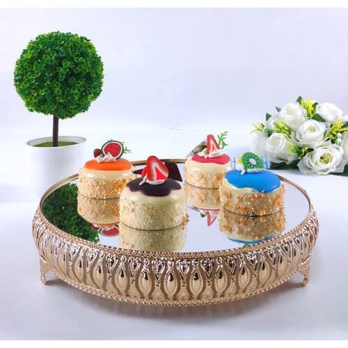 Golden high grade electroplate mirror cake stand metal wedding cake rack cake tray Cake decoration display bracket