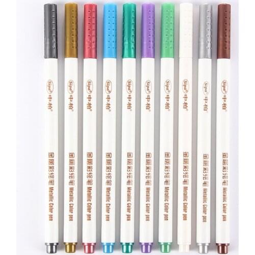 10 Pcs/Set Metallic Color Pens DIY Marker Pens For School Stationery Suppliers