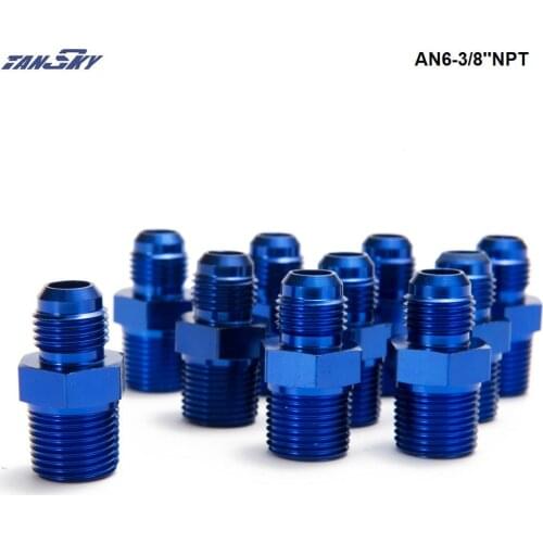 10PCS/LOT Adaptor Aluminum Car Fittings For Braided Lines (Hoses) - Fuel / Oil / Gas / Water / Fluid / Air AN6-3/8''NPT
