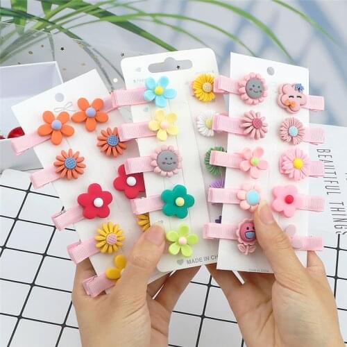 10PCS New Cute Baby Girls Hairpins Set Kids Children Lovely Bangs Hair Clips Flower Headdress Barrettes Fashion Hair Accessories