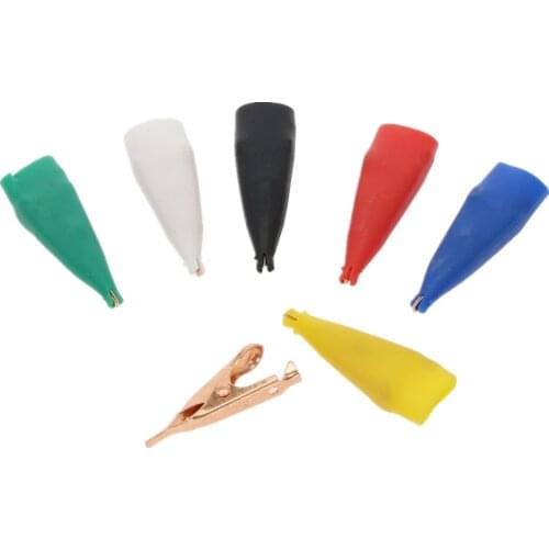 10pcs alligator clip 5A Flat mouth no tooth pure copper test crocodile clamp 28mm Flat probe conducting clamp