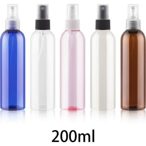 20pcs 200ml Empty Plastic Water Spray Bottle Refillable Facial Toners Atomizer Cosmetic Women Perfume Container Blue Brown 7oz
