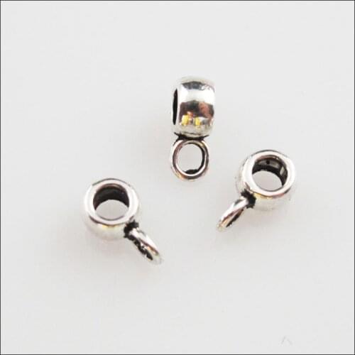 200 New Charms Tibetan Silver Smooth Tiny Bail Beads Fit Bracelet 4x7mm