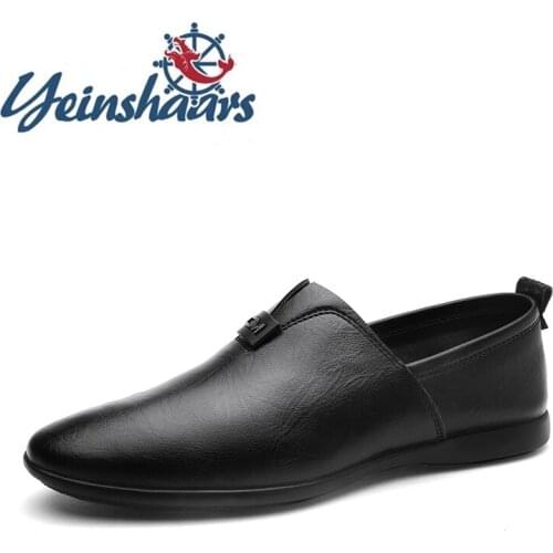 2020 Men Black Dress Loafers Luxury Business Slip on Shoes Casual Genuine Leather Leisure Walk Footwear Handmade Gentleman Shoe
