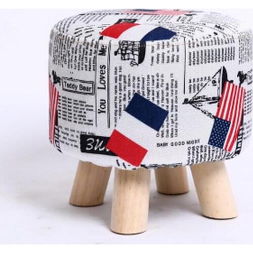 28x18cm Round Linen Fabric Footstool Cover Wooden Stool Slipcover Flag Footstool Cover Replacement Round Footstools Cover
