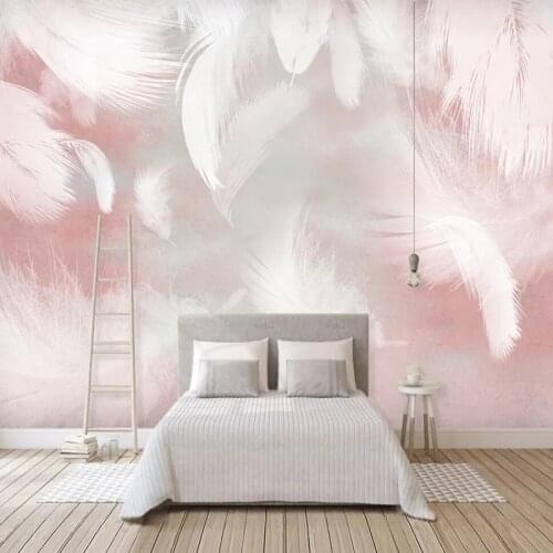 Custom mural wallpaper 3D modern minimalist fashion hand drawn feathers Nordic abstract background wall painting