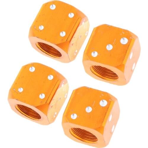 4 x Orange Dice Bike Bicycle Motorcycle Car Tyre Tire Valve Dust Cap Cover