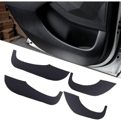 4pcs/Set Carbon Fiber Texture Interior Car Door Anti-Kick Pad Cover Trim Fit for Kia Seltos 2020 2021