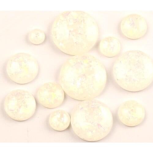 50Pcs Mixed White Round Glitter Resin Decoration Crafts Flatback Cabochon Embellishments For Scrapbooking Diy Accessories