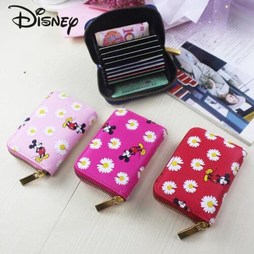 Disney Cartoon Mickey Anti-degaussing Card Holder Pu Zipper Large-capacity Fashion Luxury Ladies Wallet Short Girl Coin Purse