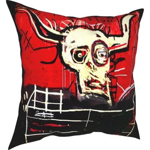Cabra Basquiat Bull Skull Contemporary Art Artist Painter Pillow Case Home Decor Cushion Cover Throw Pillow for Living Room
