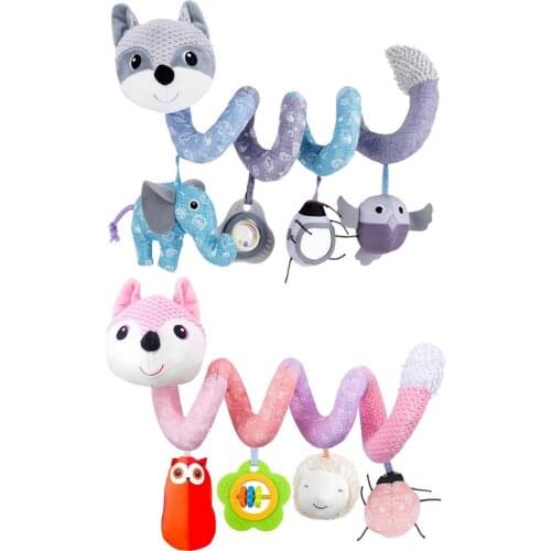 Baby Toys For Children 0-12 Months Cartoon Fox Plush Rattle Crib Spiral Hanging Mobile Infant Newborn Stroller Bed Animal Gift