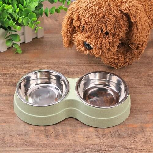 Stainless Steel Double Dog Bowl Pet Travel Feeding Water Bowl Non-Skid Food Water Dish Pet Dog Cat Puppy Feeder Supplies