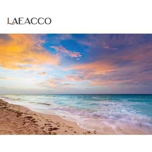 Laeacco Summer Tropical Colorful Sunset Glow Beach Sea Home Decor Photographic Background Photography Backdrop For Photo Studio
