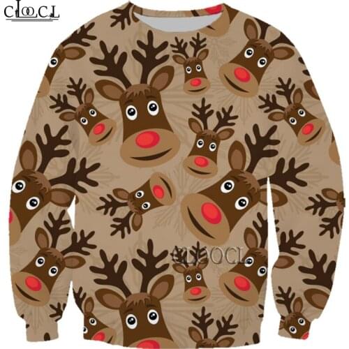 HX Animal Deer Christmas 3D Print Mens Women Hoodie Harajuku Sweatshirt Unisex Fsahion Zipper Jacket Pullover Drop Shipping
