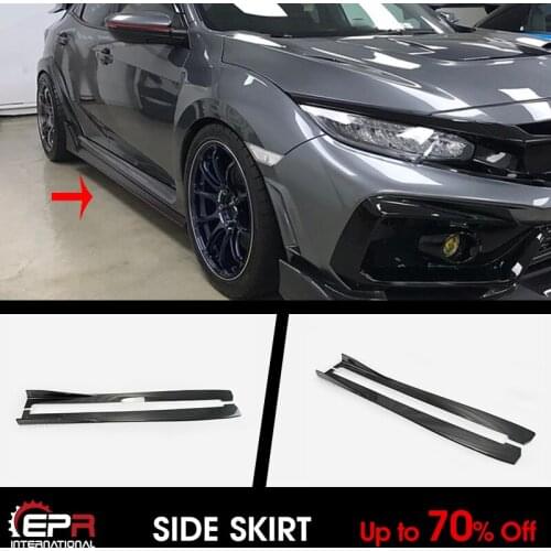 For 2017 onwards Honda Civic Type R FK8 VRSAR2 Style Carbon Glossy Side Skirt Exterior Body kits