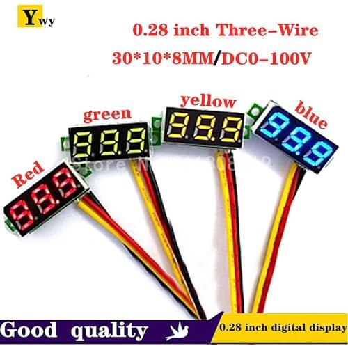 0.28 Inch Ultra Small Digital Dc Digital Display Adjustable Three Line Dc0-100v Battery Voltmeter 2-Line 3-Line Universal