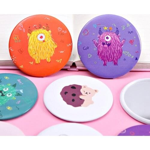 Korean Cartoon Girl Heart Portable Makeup Small Mirror Cute Net Red Portable Small Round Mirror