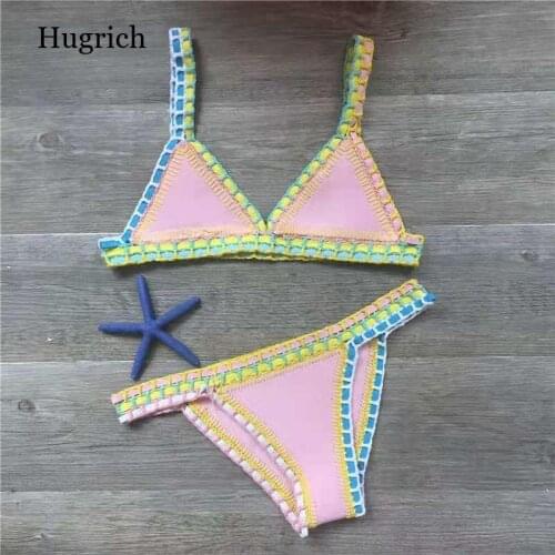 Swimwear for Female Knitted Swimsuits Neoprene Bikini Beachwear Boho Style Swimsuit Two Pieces Bathng Suits
