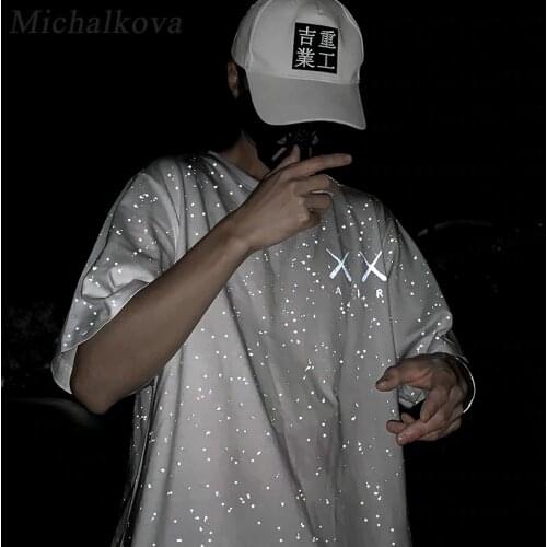 Michalkova 2020SS men/woman korean fashion clothing vintage designer T shirt hip hop pokemon 3M reflect light anime