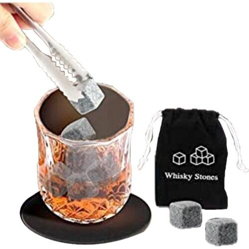 C5AD Whiskey Glass Set with 6 Pcs Whiskey Bourbon Chilling Stones in Wooden Box Fathers Day Christmas Birthday Anniversary for
