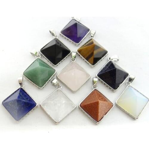 Natural stone Quartz Crystal lapis tiger eye aventurine Turquoises pendant for DIY Jewelry Making Necklaces Accessories8PCS